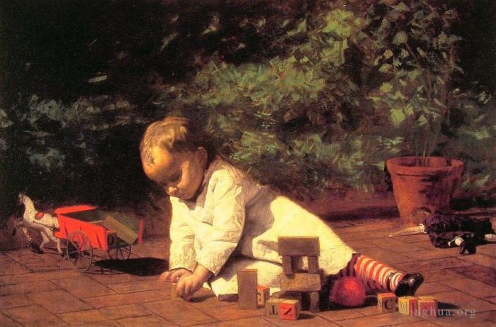 Thomas Cowperthwait Eakins Peinture à l'huile - Bébé en jeu