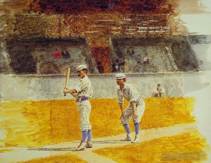 Thomas Cowperthwait Eakins Peinture à l'huile - Joueurs de baseball pratiquant