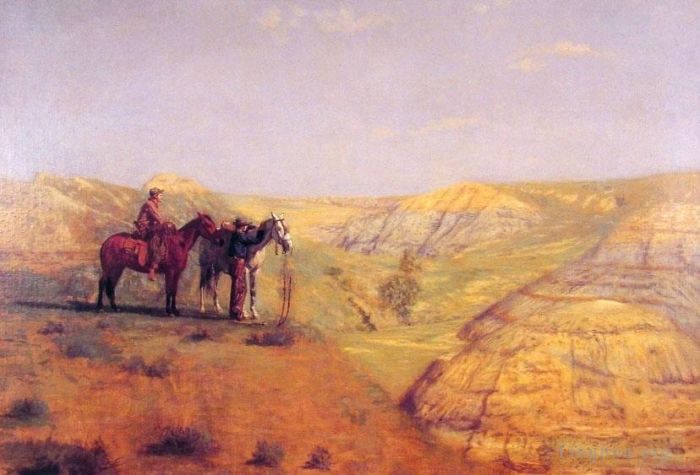 Thomas Cowperthwait Eakins Peinture à l'huile - Cowboys dans les mauvaises terres