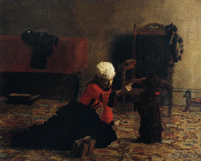 Thomas Cowperthwait Eakins Peinture à l'huile - Elizabeth Crowell avec un chien