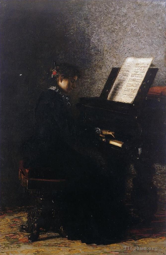 Thomas Cowperthwait Eakins Peinture à l'huile - Elisabeth au piano
