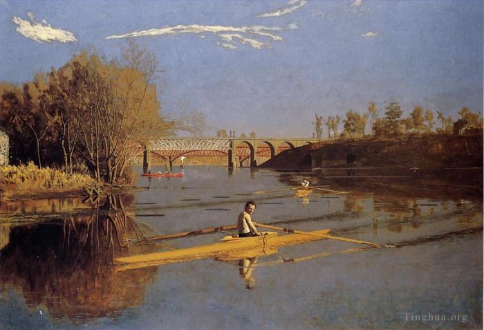 Thomas Cowperthwait Eakins Peinture à l'huile - Max Schmitt en skiff