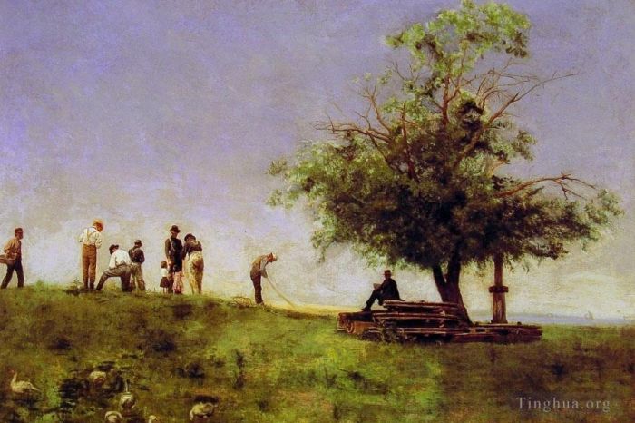 Thomas Cowperthwait Eakins Peinture à l'huile - Réparer le filet