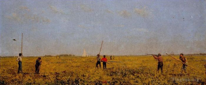 Thomas Cowperthwait Eakins Peinture à l'huile - Pousser pour le rail