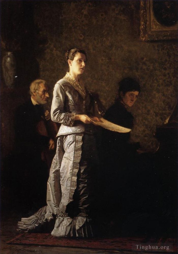 Thomas Cowperthwait Eakins Peinture à l'huile - Chanter une chanson pathétique