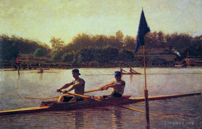 Thomas Cowperthwait Eakins Peinture à l'huile - Le bateau Biglin Brothers Racing Realism Thomas Eakins