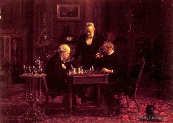 Thomas Cowperthwait Eakins Peinture à l'huile - Les joueurs d'échecs