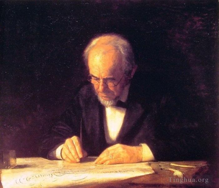 Thomas Cowperthwait Eakins Peinture à l'huile - Le maître de l'écriture