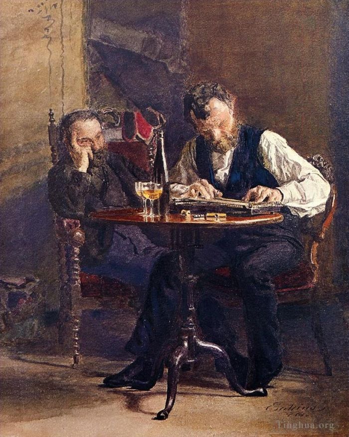 Thomas Cowperthwait Eakins Peinture à l'huile - Le joueur de cithare