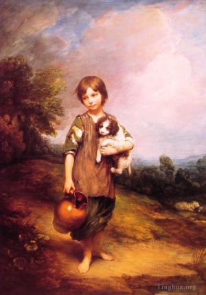 Thomas Gainsborough œuvres - Cottage Girl avec chien et pichet
