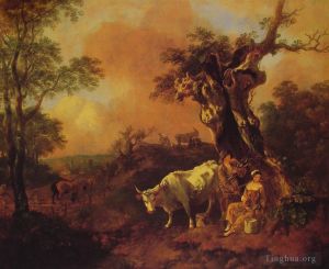 Thomas Gainsborough œuvres - Paysage avec un bûcheron et une laitière
