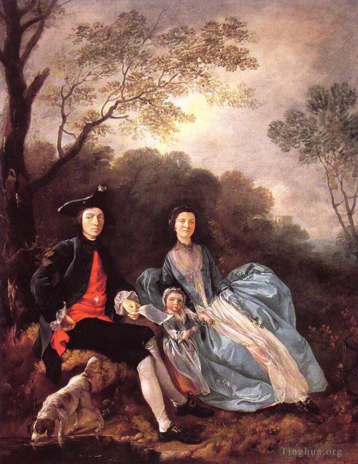 Thomas Gainsborough Peinture à l'huile - Portrait de l'artiste avec sa femme et sa fille