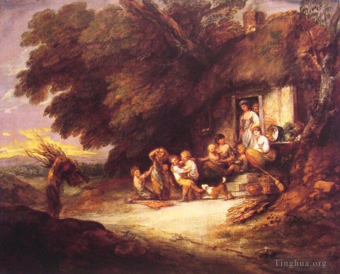 Thomas Gainsborough Peinture à l'huile - Le paysage de la porte du chalet