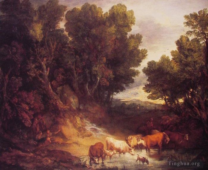 Thomas Gainsborough Peinture à l'huile - Le paysage du point d’eau