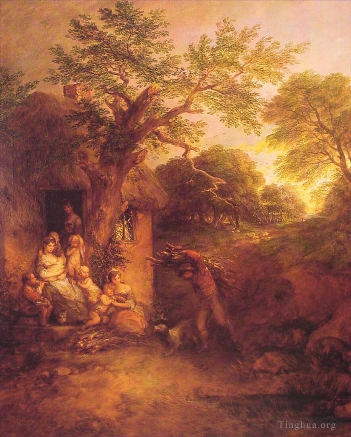 Thomas Gainsborough Peinture à l'huile - Le paysage du retour des bûcherons