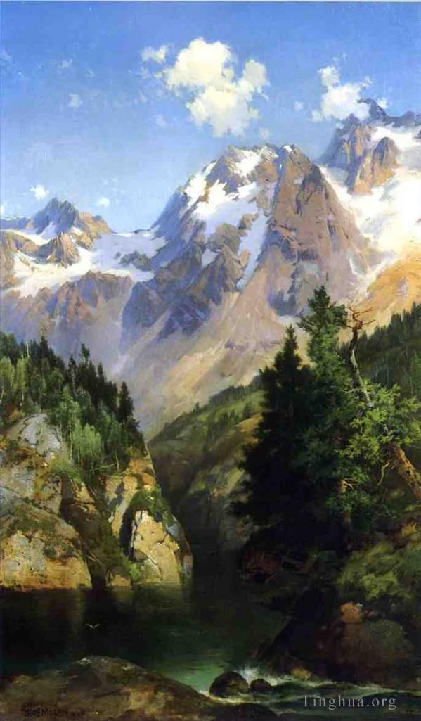 Thomas Moran Peinture à l'huile - Un territoire de l'Idaho à Rocky Mountain Peak