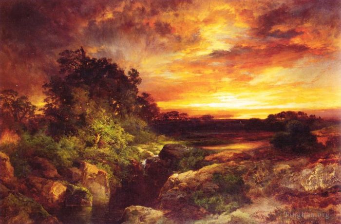 Thomas Moran Peinture à l'huile - Un coucher de soleil en Arizona près du Grand Canyon