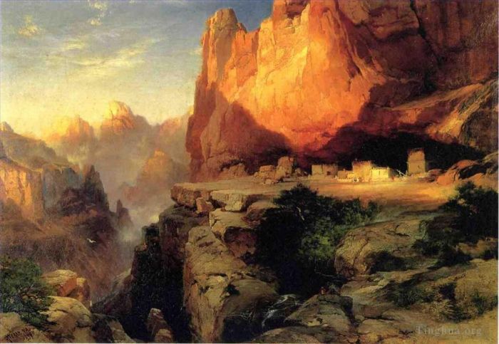 Thomas Moran Peinture à l'huile - Habitants des falaises