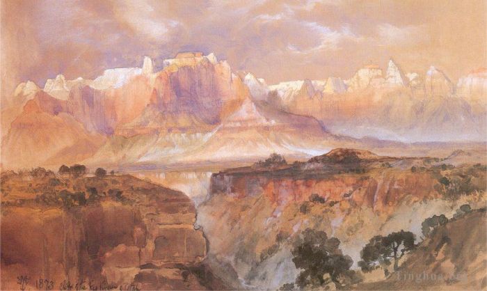 Thomas Moran Peinture à l'huile - Falaises du Rio Virgin dans le sud de l'Utah