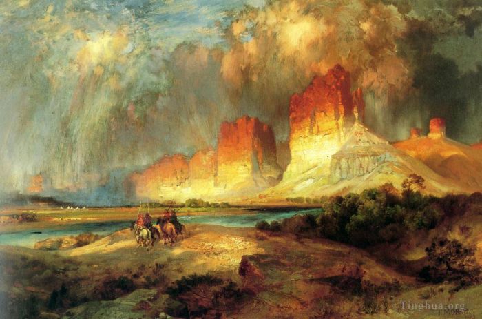 Thomas Moran Peinture à l'huile - Falaises du haut fleuve Colorado