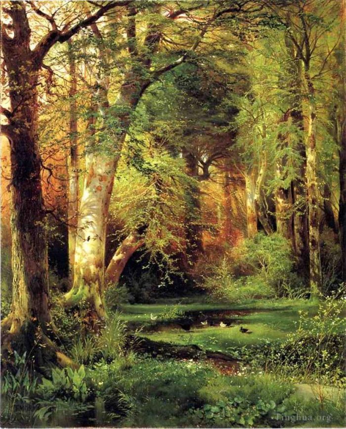 Thomas Moran Peinture à l'huile - Scène forestière