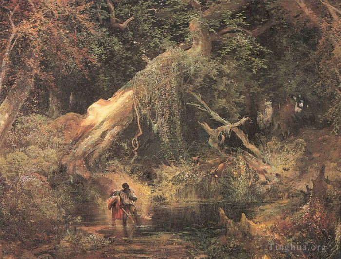 Thomas Moran Peinture à l'huile - Esclaves s'échappant du marais