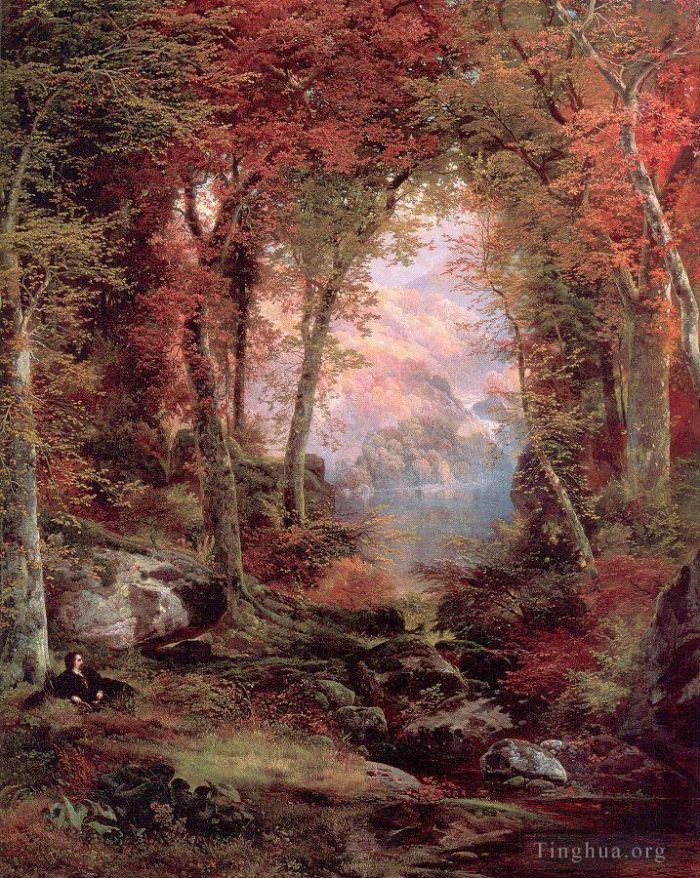 Thomas Moran Peinture à l'huile - Les bois d'automne sous les arbres