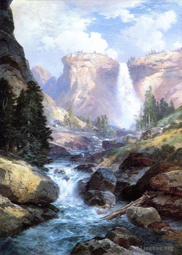 Thomas Moran Peinture à l'huile - Cascade à Yosemite