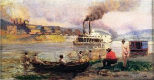 Thomas Pollock Anshutz œuvres - Bateau à vapeur sur l'Ohio