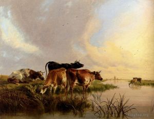 Thomas Sidney Cooper œuvres - Abreuvement du bétail