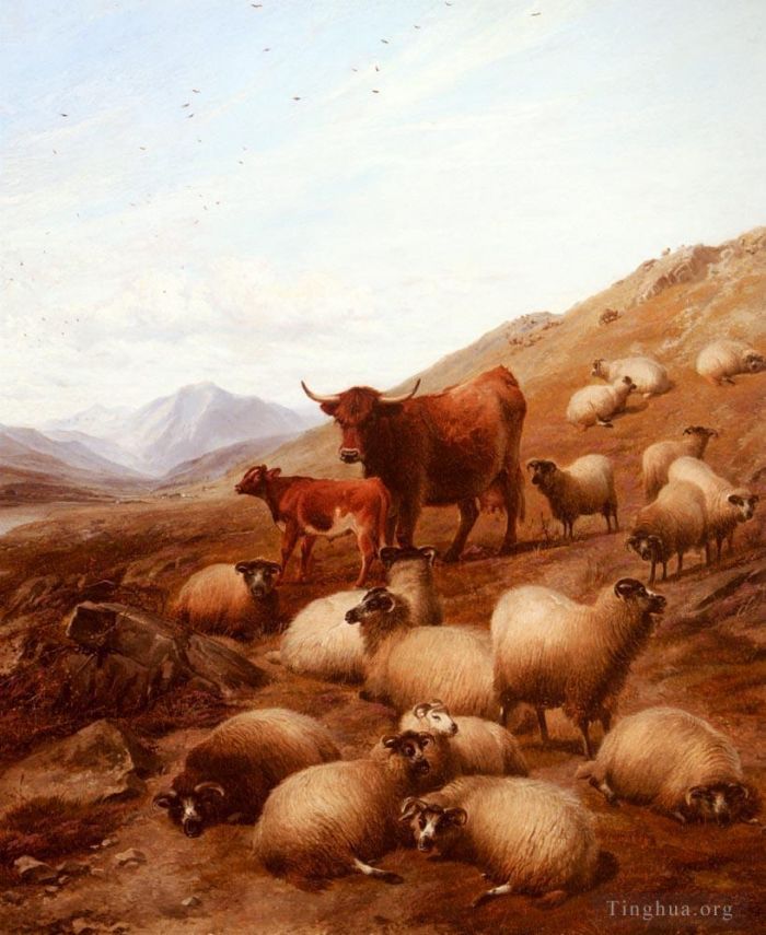 Thomas Sidney Cooper Peinture à l'huile - Dans les bovins des Highlands
