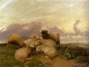 Thomas Sidney Cooper œuvres - Moutons dans les prés aquatiques de Canterbury