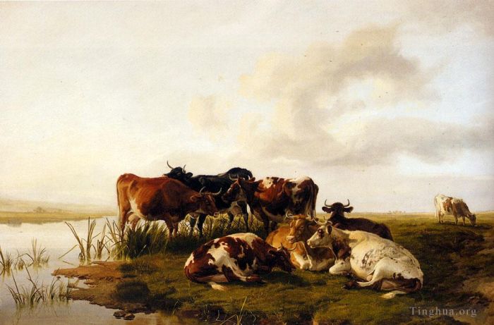 Thomas Sidney Cooper Peinture à l'huile - Le troupeau des plaines
