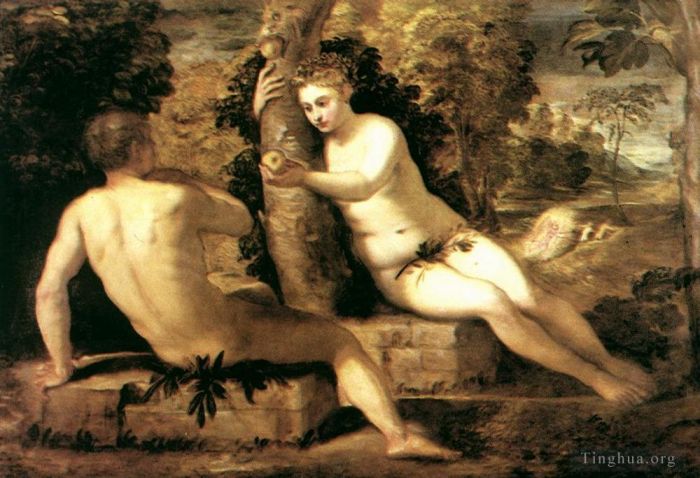 Tintoretto Peinture à l'huile - Adam et Eve