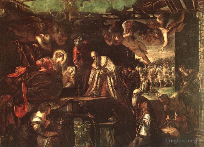 Tintoretto Peinture à l'huile - Adoration des Mages