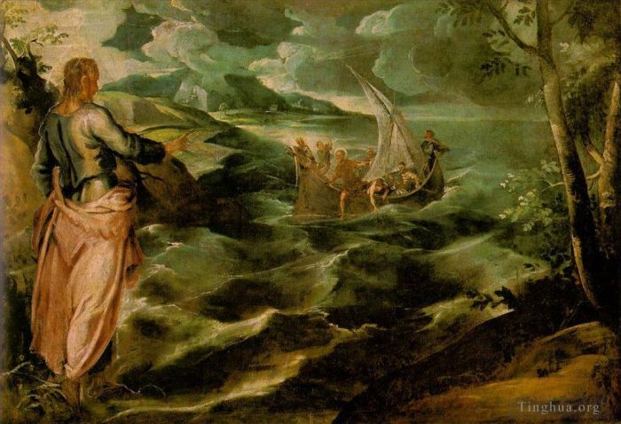 Tintoretto Peinture à l'huile - Le Christ à la mer de Galilée