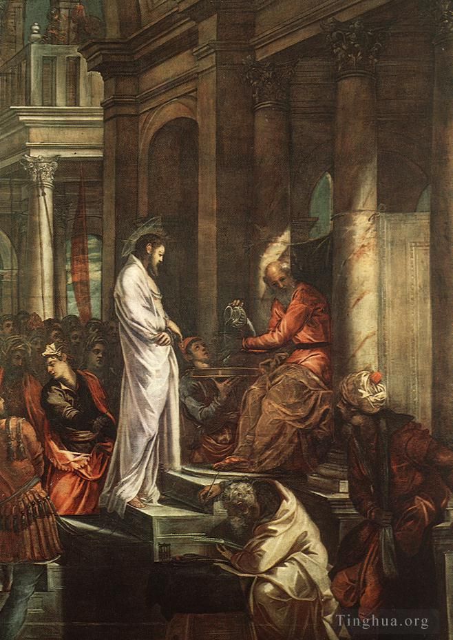 Tintoretto Peinture à l'huile - Le Christ devant Pilate