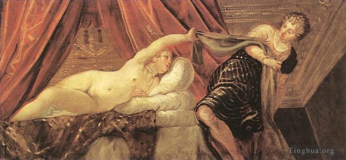 Tintoretto Peinture à l'huile - Joseph et Potiphar, épouse