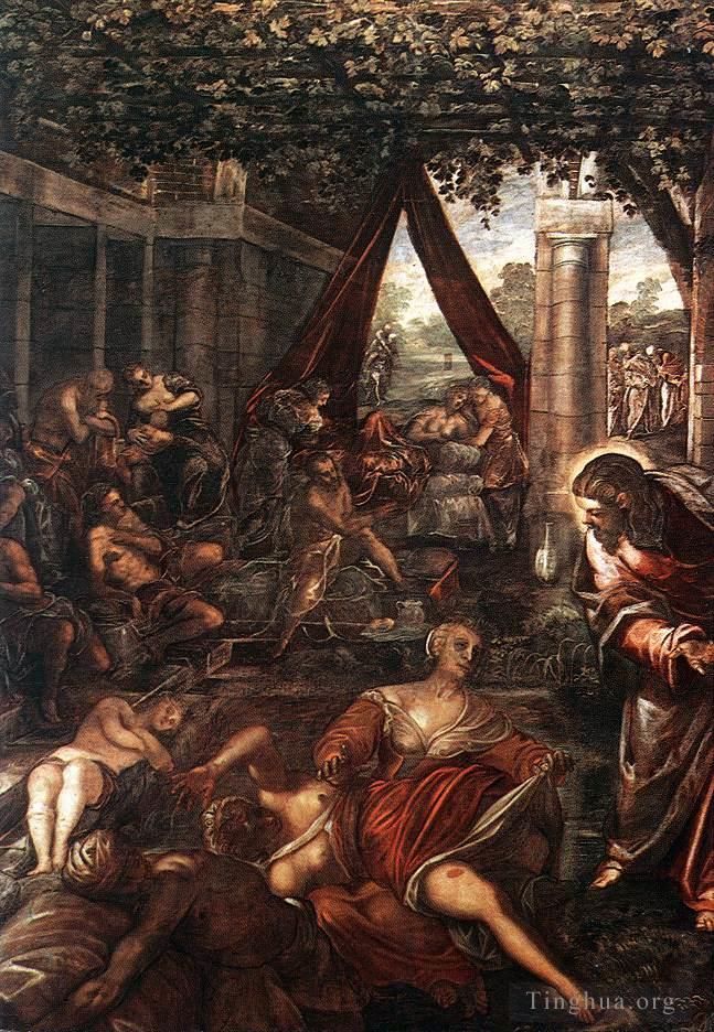 Tintoretto Peinture à l'huile - La Probatica Piscine