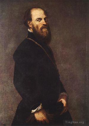 Tintoretto œuvres - Homme à la dentelle dorée