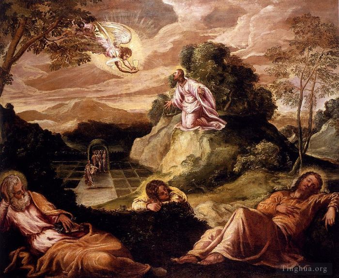 Tintoretto Peinture à l'huile - Robusti Jacopo agonie dans le jardin