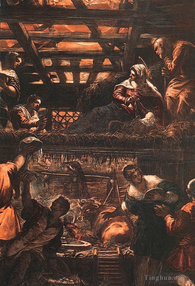 Tintoretto Peinture à l'huile - L'Adoration des bergers