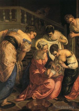Tintoretto œuvres - Détail de la naissance de saint Jean-Baptiste
