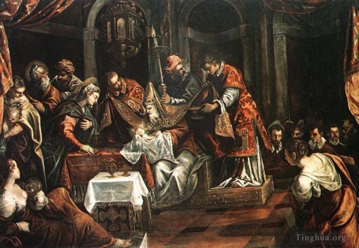 Tintoretto Peinture à l'huile - La circoncision