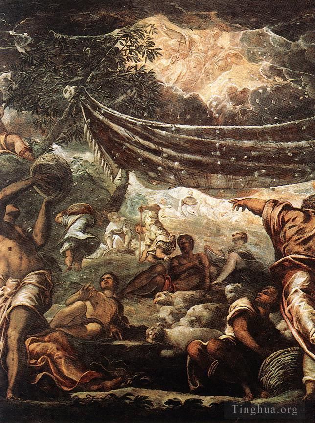 Tintoretto Peinture à l'huile - Détail du miracle de la manne