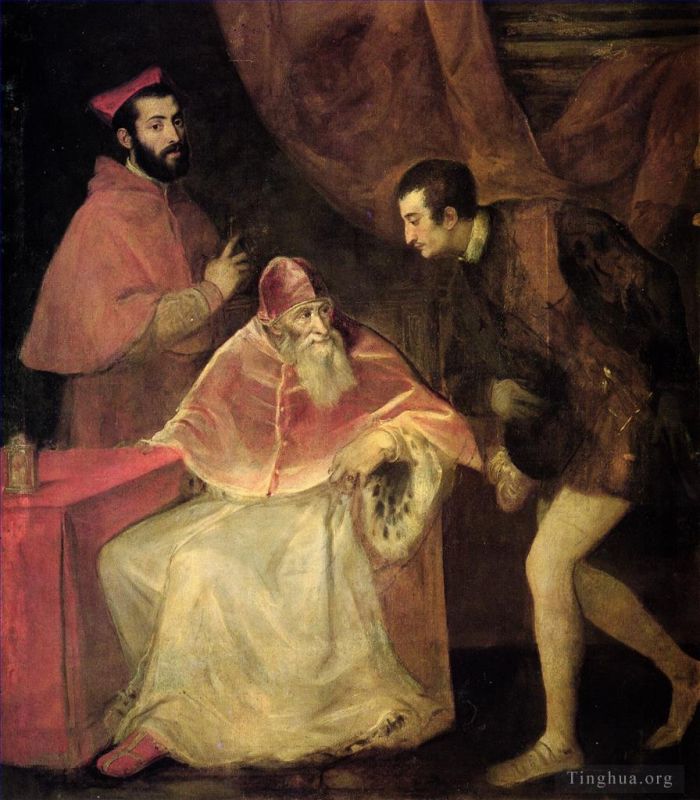 Titien Peinture à l'huile - Pape Paul III et neveux 1543