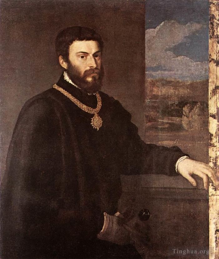 Titien Peinture à l'huile - Portrait du comte Antonio Porcia