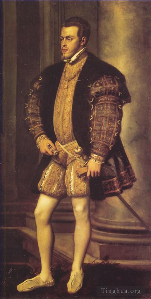 Titien Peinture à l'huile - Portrait de Philippe II