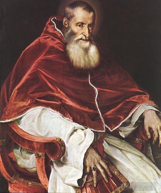 Titien Peinture à l'huile - Portrait du pape Paul III