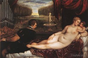 Titien œuvres - Vénus avec l'organiste et Cupidon nue